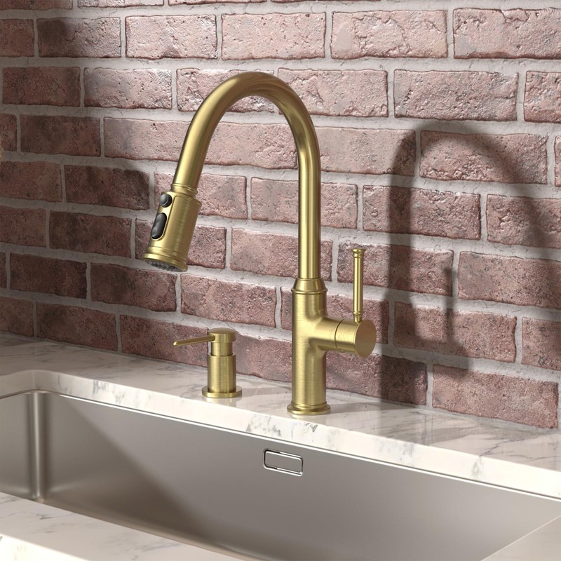 Lava Odoro Gold Soap Dispenser for Kitchen Sink, Modern Brass
