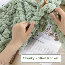 HOMBYS 8 Pack Assorted Chunky Yarn for Crocheting,Super Bulky Large Soft Fluffy Yarn,Plush Fuzzy Yarn,Thick Chenille Yarn for Hand Knitting/Arm Knitting,4 White & 4 Sage Green(27yds,8 oz Each Skein)