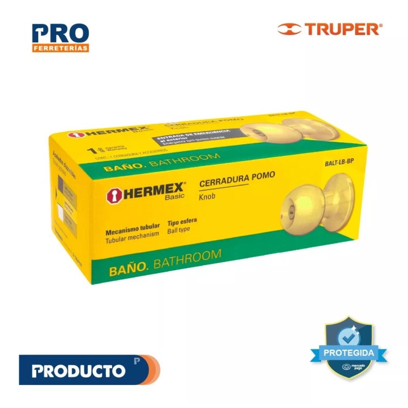 Pretul Cerradura Pomo Tuliper Lat. Brill. Baño Tub. Pretul 23661