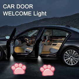 2PCS No Fade Car Door Lights,Pink Dog Paw Door Lights Logo Projector LED Shadow Welcome Lamp,Paw Print Car Accessories Dog Gifts,Suitable for All Brands Vehicles Motorcycle