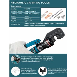 AMZCNC Hydraulic Crimping Tool with 9 Sets of American Standard Dies - Tool Kit Included (Standard US 12AWG to 2/0AWG)