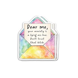 (3pcs) Funny Anxiety Sticker - Sassy Mental Health Quote - Dear Me Your Anxiety Is A Lying Ass Hoe - Motivational And Encouraging Vinyl Decal - Aesthetic Sticker For Laptops - Water Bottles - Journals