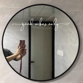 “Good Vibes Only” Mirror Decal – White Vinyl Motivational Quote Sticker, Positive Affirmation Wall Art for Bathroom, Bedroom, Car, or Home Decor – 16x3.6 Inch