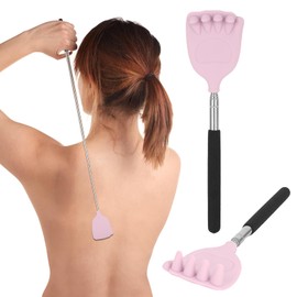 HIWZZI Back Scratcher Extendable Silicone Bear Claw Massager Tool Telescoping Stocking Stuffers for Men Women Kids Adults Purple