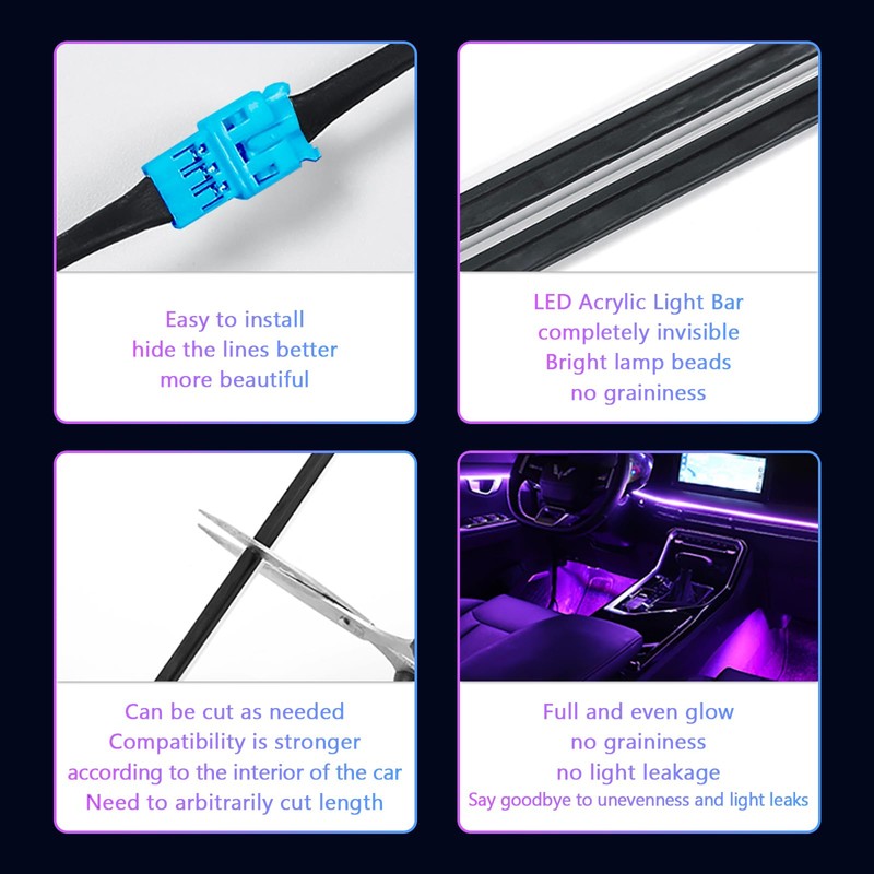 Car-Ambient-Lighting-Kit,RGB 18 in 1 256 LED with Wireless APP DIY