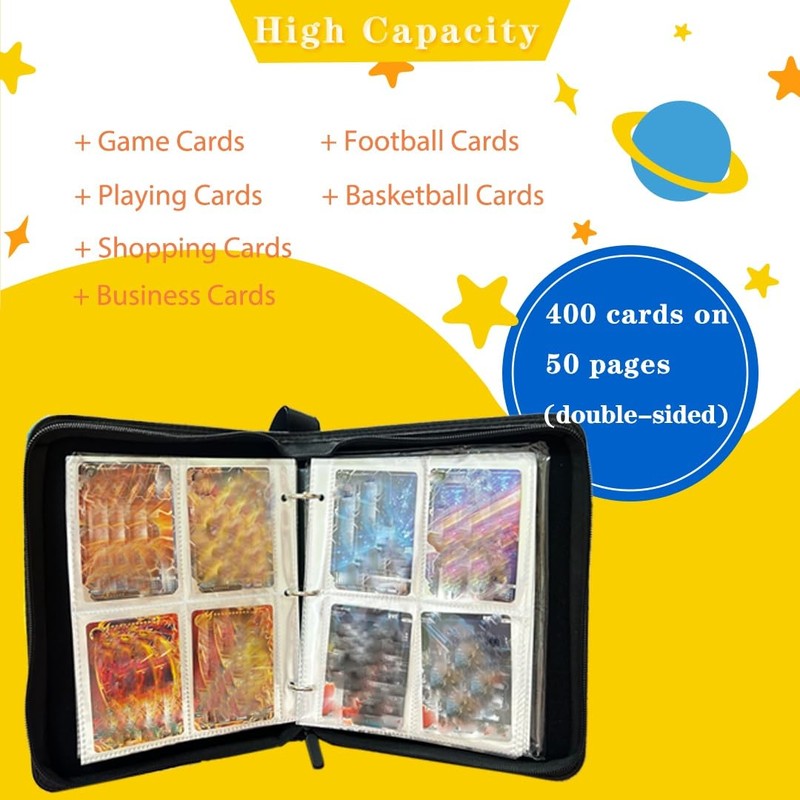 Trading Card Binder 4 Pocket, TCG Binder is Waterproof and