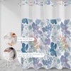 NAEMBCU Boho Floral No Hook Shower Curtain with Snap in