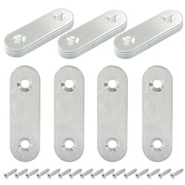 Rierdge 16 Pack 2 Inch Stainless Steel Flat Plate Straight Bracket Flat Metal Brace Bracket, 50mm Metal Brackets Mending Repair Plate Brace with Screws for Wood Straight Brace