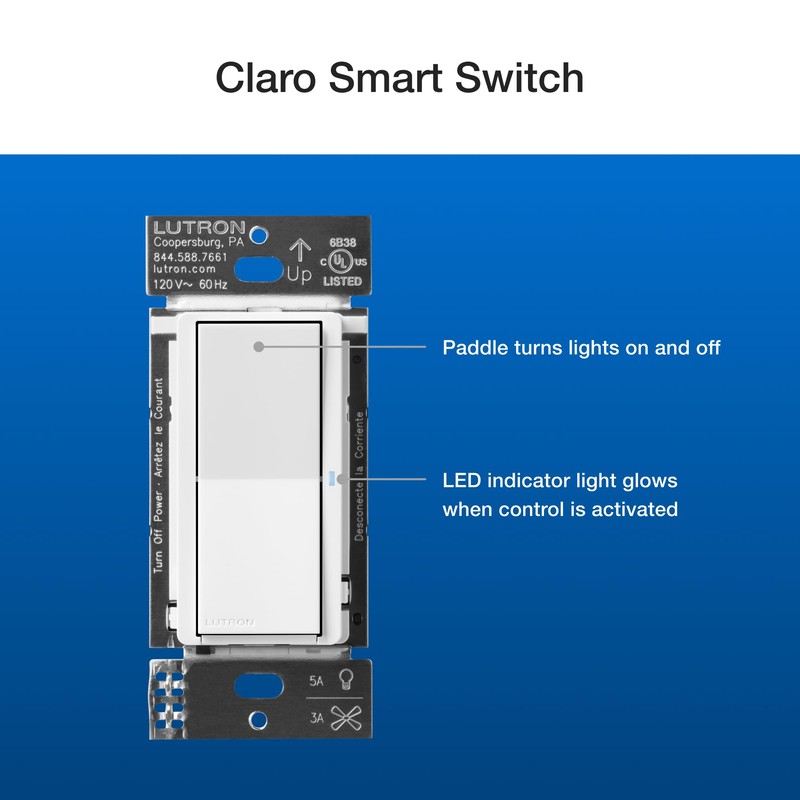 Lutron Claro Smart Switch 3-Way Kit for Caseta Smart Lighting,