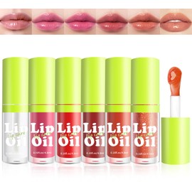 AOAZXBB 6PCS Lip Oil Hydrating Lip Gloss Oil Tinted Plumping Lip Oil Set,Long Lasting Moisturizing Non-sticky Lip Glow Oil