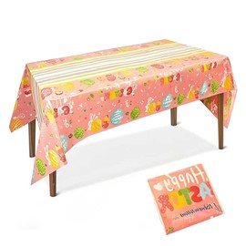 Ycfish Easter Tablecloth, Easter Table Decorations, Colouring Egg Table Cloth, Reusable Party Tableware, Large Outdoor Easter Decor Kit, for Easter Home Party Supplies 54x108 inch (pink)