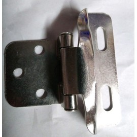 Vintage Decorative Cabinet Hardware 1/4" Overlay Hinge Satin Nickel Pair Self-Close