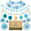 Meowoo Birthday Party Decorations, Blue Birthday Decoration Set - Happy