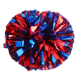 Lovecheer 2PCS Pom Poms Cheerleading Blue and Red Metallic Cheerleader Pom Poms with Handle for Dance Party Sports Spirits