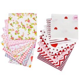 FAIRYGATE Fat Quarter Bundles 16 Pcs 25 x 25cm Pre Cut Fabrics DIY Assorted Cotton Pink and Red Series Sewing Cottons Fabric Squares Bedding Suite Quarters Bundle C0321