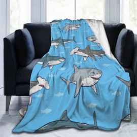 VODRM Cute Shark Blanket Gifts for Adult for Bed Living Room Bedding Couch Soft Warm Lightweight Cozy Sharks and Small Fish Ocean Throw Blankets Christmas Decor 60x80in All Seasons