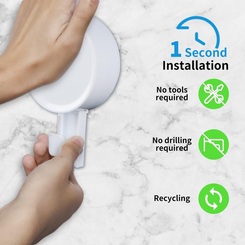 Pack of 4 Suction Cup Hooks, Extra Strong Vacuum Suction