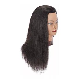 cabeza de entrenamiento Maniqui Cabeza Cabello Natural #2 Negro 55 Cm