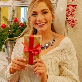 Madison Tyler Christmas Necklace Set for Women | Statement Christmas Stocking Gifts Charms Necklace | Hoop Gift Box Earrings | Xmas Holiday Necklaces