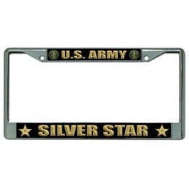 army bronze star military seal logo chrome license plate usa made