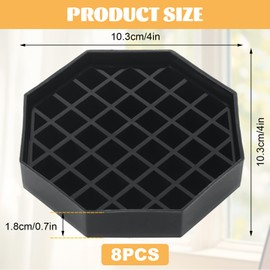 8PCS Coffee Drip Trays 4" Octagon Coffee Drips Tray Black Plastic Countertop Drip Coaster with Honeycomb Grid for Drink Dispenser, Bar, Restaurant