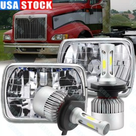 For International IHC 9200 9400i 9900 PAIR 7x6" LED Headlights High/Low Beam DOT