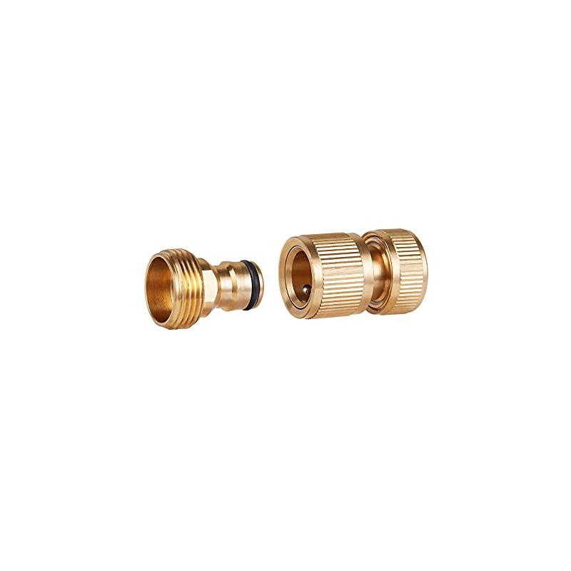 Tech Traders 2Pack Garden Hose Quick Connector 3/4 inch Brass