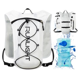 Running Vest for Women Men Lightweight Hydration Backpack Pack with 1.5L Water Bladder Bag Hydro Daypack for Hiking,Trail,Skiing,Camping,Cycling,Race White
