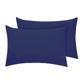Housewife Pillow Cases 2 Pack Bedroom | Pillow Covers | Polycotton Plain Dyed Housewife Bedding Pillowcases Pair - 50x75cm (Navy)
