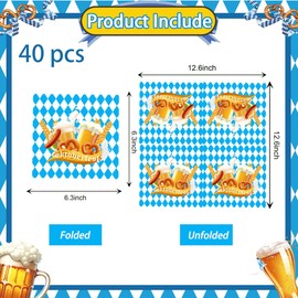 40pcs Oktoberfest Paper Napkins German Oktoberfest Party Napkins 6.5x6.5 Inch Festive Bavarian Disposable Paper Napkin for Beer October Festival Party Decorations