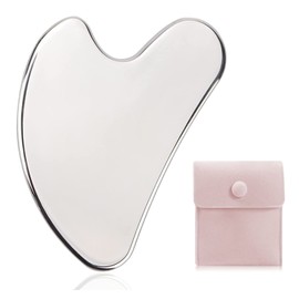 Gua Sha Stainless Steel Heart Shape Scratch Massage Tool for Face, Eyes, Neck for Skin Care, Beauty and Relaxation of Body Muscles (Stainless Steel)