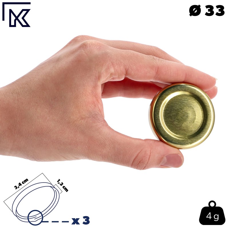 KADAX Schraubdeckel für Gläser, Twist-Off-Deckel aus Metall fi 33mm, Ersatzdeckel