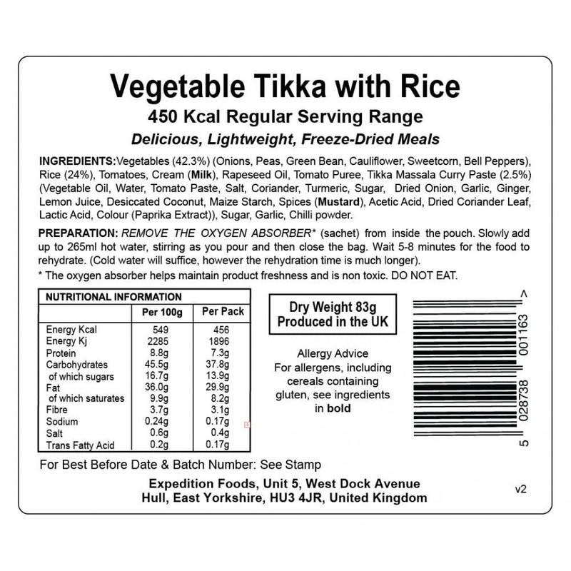 Expedition Foods Vegetable Tikka with Rice | Freeze-Dried Camping &