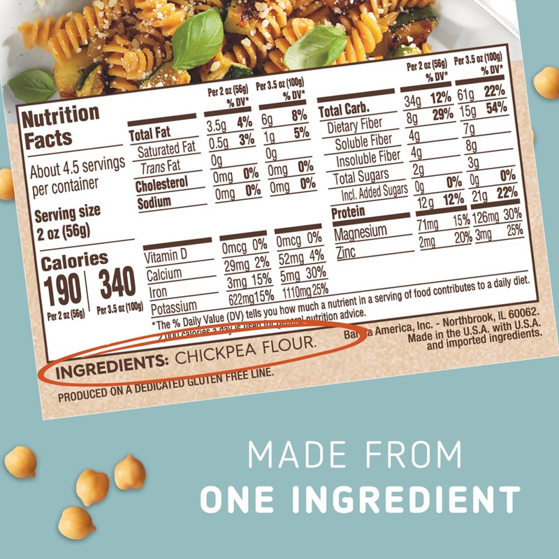 Barilla Chickpea Rotini Pasta, 8.8 oz - Vegan, Gluten Free,