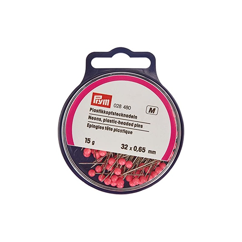 Prym Plastic-Headed Straight pins V2A 0.65 x 32 mm neon,