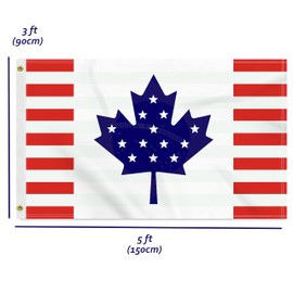 3×5 FT Canada American Flag, Large 100D Canadian USA National Outdoor Banner,Doube Side Printing America US Decor For Patio Garden With Brass Gromment