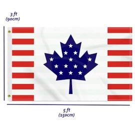 3×5 FT Canada American Flag, Large 100D Canadian USA National Outdoor Banner,Doube Side Printing America US Decor For Patio Garden With Brass Gromment