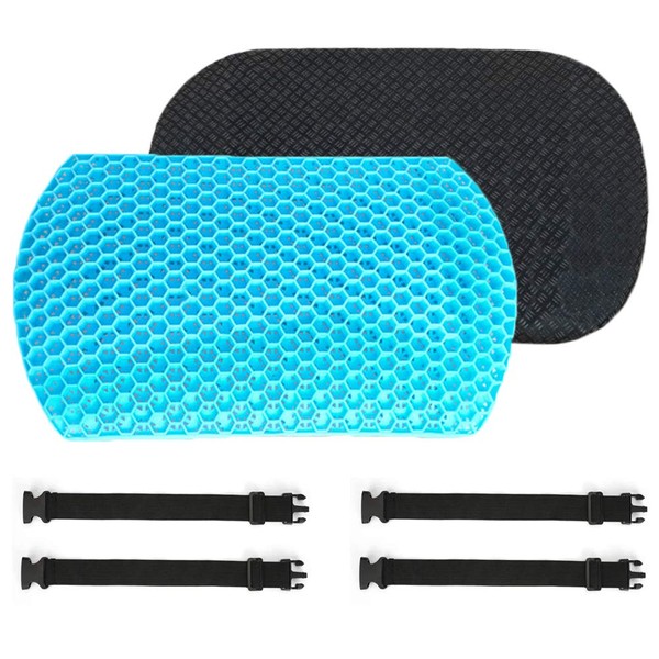 Gel Lumbar Support Pillow for Office Chair Back Support Pillow for Car, Wheelchair, Gaming Chair, Recliner - Gel Back Cushion for Back Pain Relief Improve Posture - Mesh Cover Double Adjustable Straps