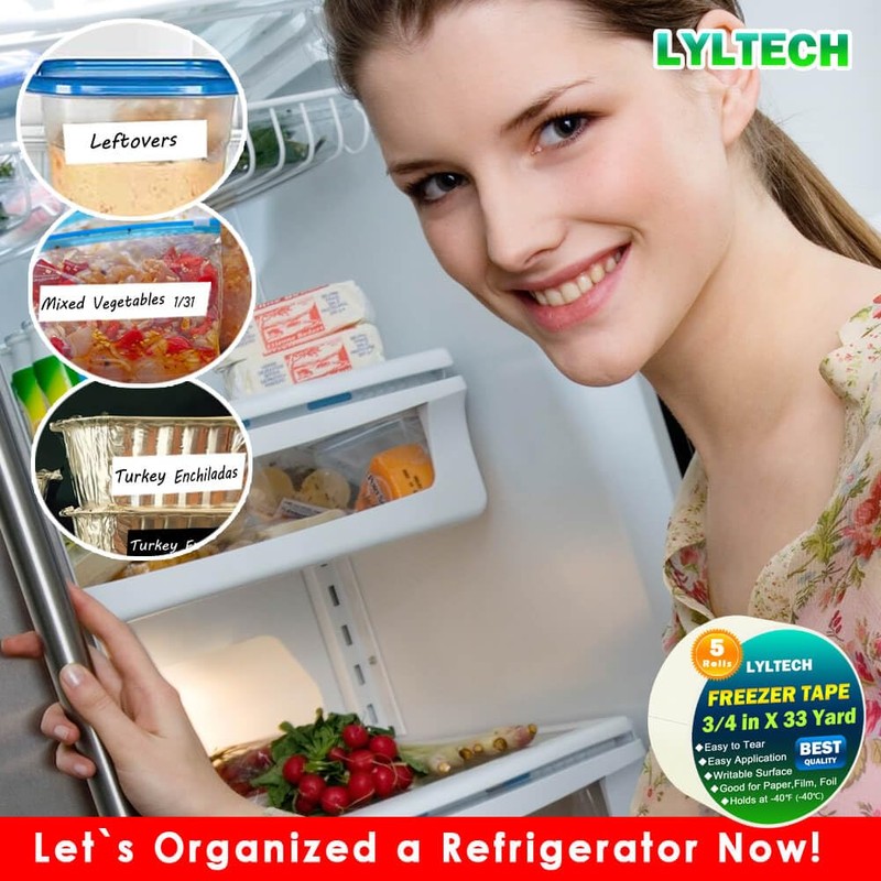 LYLTECH White Freezer Tape 5 Rolls -165 Yard,Writable Surface,Easy to