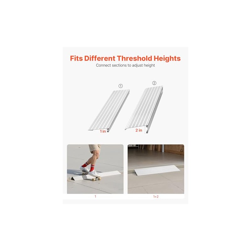 VEVOR Door Threshold Ramp, 2 inch Rise, Aluminum Alloy, 800