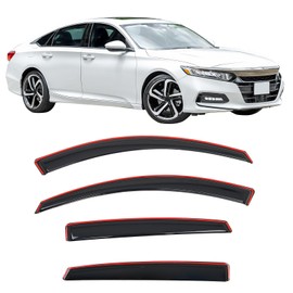 IKON MOTORSPORTS in Channel Window Visors Compatible with 2018-2025 Honda Accord, Slim Style Acrylic Smoke Rain Guards, Side Window Wind Deflectors 4PCS