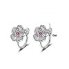 Flower-Pink White Gold Multi-Style Cuffs&Wraps No-Puncture for Womens Clip-on Earrings