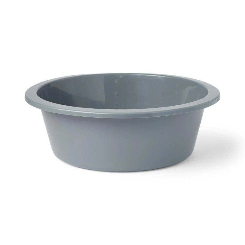 Medline Round Plastic Washbasin, Graphite, 4.25" x 10.75", 5 qt.,