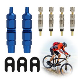 Set of 8 Bicycle Valve Adapters, Presta to Schrader Valve Adapter, French Valve, Valve Core Remover and Valve Caps, Durable Copper and Plastic, Universal for Bicycle Tyres