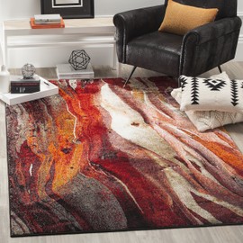 Safavieh Glacier Collection GLA126A Modern Abstract Area Rug, 4' x 6', Red / Multi