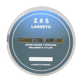 LANSEYU Fishing 100 Metres 0.45mm 20LB Fishing Steel Wire Lines Fishing Wire Nylon Coated 7 Strands Stainless Steel Leader Wire
