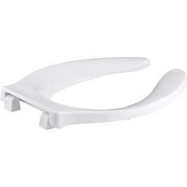 KOHLER K-4731-SC-0 Stronghold Elongated Toilet Seat with Self-Sustaining Check Hinge and Integrated Handle, White