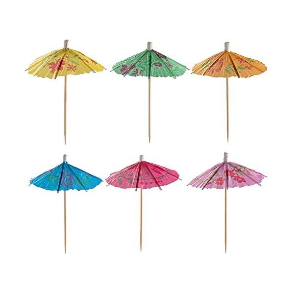 [240 Count] Umbrella Cocktail Drink Picks - Assorted Tropical Colors Party Toothpicks