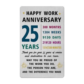 Richesele 25th Work Anniversary Card - Thank You 25 Years Work Gifts - Happy 25 Year 25th Work Anniversary Decorations
