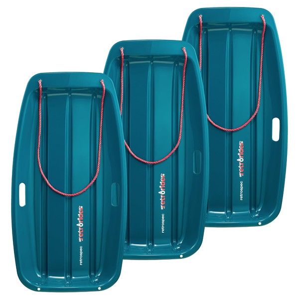 Retrospec Retrorider Plastic Snow Sled – Toboggan Style with Pull